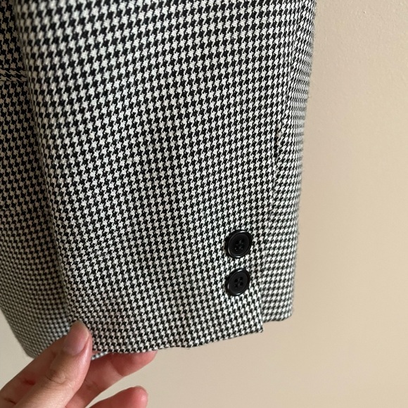 Vintage Oversized Double Breasted Blazer Black Houndstooth Size Small - Picture 9 of 13